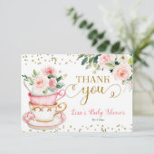 Ein Baby brütet Tea Party Baby Dusche Dankeskarte (Stehend Vorderseite)