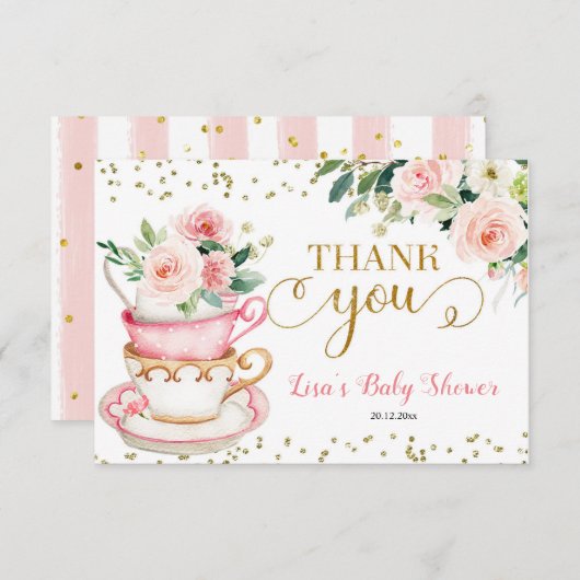 Ein Baby brütet Tea Party Baby Dusche Dankeskarte (Vorne/Hinten)