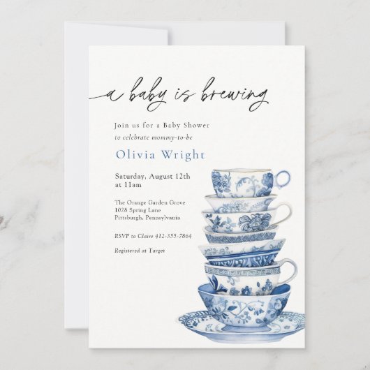 Ein Baby brütet Tea Party Baby Dusche Einladung (Vorderseite)