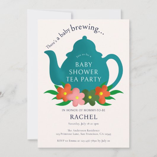 Ein Baby brütet Tea Party Baby Dusche Einladung (Vorderseite)