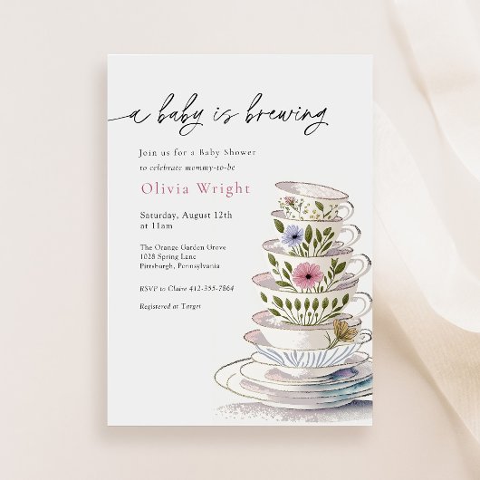 Ein Baby brütet Tea Party Baby Dusche Einladung