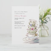 Ein Baby brütet Tea Party Baby Dusche Einladung (Stehend Vorderseite)
