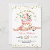 Ein Baby brütet Tea Party Baby Dusche Einladung (Vorderseite)