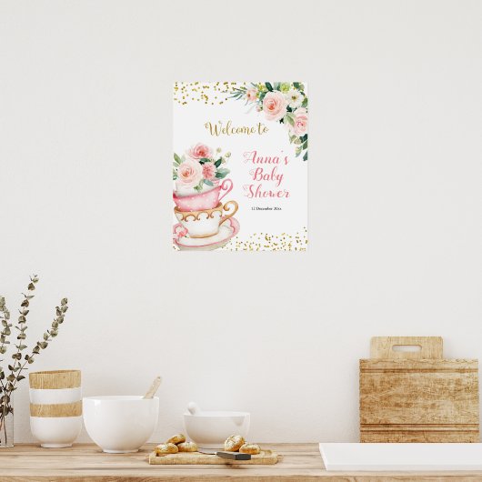Ein Baby brütet Tea Party Baby Dusche Poster (Küche)