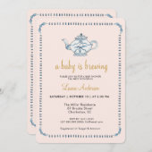 Ein Baby brütet Tee-Party-Babydusche Einladung (Vorne/Hinten)