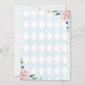 Ein Baby brütet Tee Party Blue Baby Dusche Einladung (Rückseite)