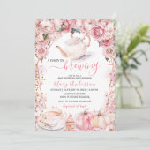 Ein Baby brütet Tee Pumpkin Girl Baby Shower Einladung (Stehend Vorderseite)