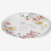 Ein Baby brütet Wildblume Tea Baby Dusche Pappteller (Schrägansicht)