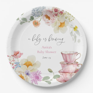 Ein Baby brütet Wildblume Tea Baby Dusche Pappteller