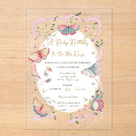 Ein Baby Butterfly ist auf dem Weg zur Babydusche Acryleinladungen