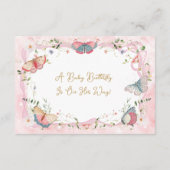 Ein Baby Butterfly ist auf dem Weg zur Babydusche Begleitkarte (Rückseite)