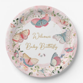 Ein Baby Butterfly ist auf dem Weg zur Babydusche Pappteller