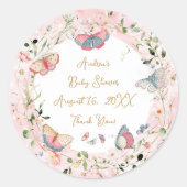 Ein Baby Butterfly ist auf dem Weg zur Babydusche Runder Aufkleber (Vorderseite)