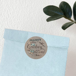 Ein Baby Cowboy ist auf der Way Baby Dusche Runder Aufkleber