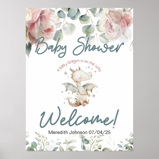 Ein Baby Dragon ist auf dem Baby Begrüßungsschild Poster (Vorne)