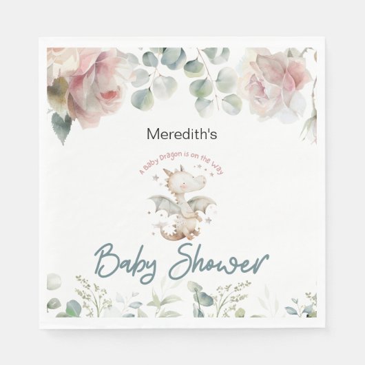 Ein Baby Dragon ist auf dem Weg Baby Dusche Serviette (Vorderseite)