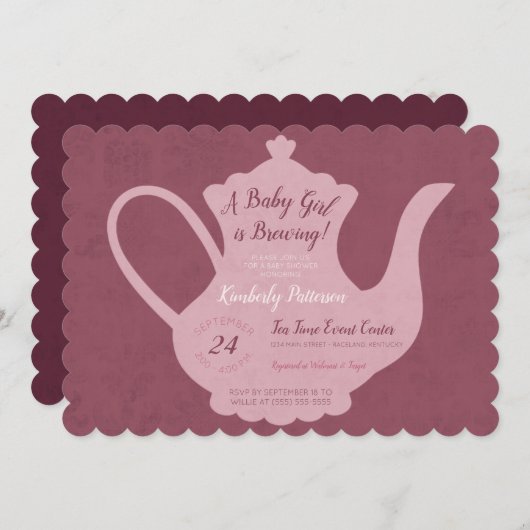 Ein Baby Girl ist Tee Party Babydusche Einladung (Vorne/Hinten)