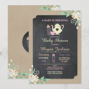 EIN BABY IST BREWING Pink Dusche Tee Tee Teekanne Einladung