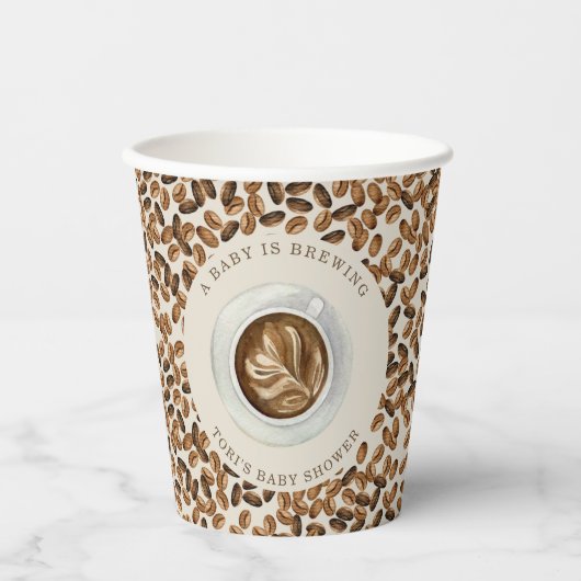 Ein Baby ist das Brechen von Kaffee-Cup & Beans Ba Pappbecher (Vorderseite)