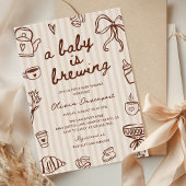 Ein Baby ist das Brennen einer Kaffee Hand gezogen Einladung