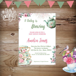 Ein Baby ist das Brewing Baby Shower Tee Party Einladung