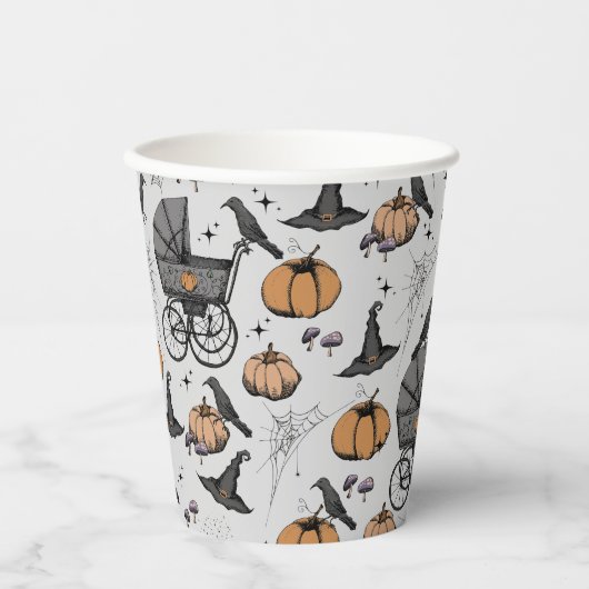 Ein Baby ist das Brewing Fall Baby Dusche Grau Pappbecher (Vorderseite)