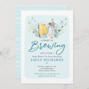 Ein Baby ist eine Babyspülung mit Flasche und Baby Einladung