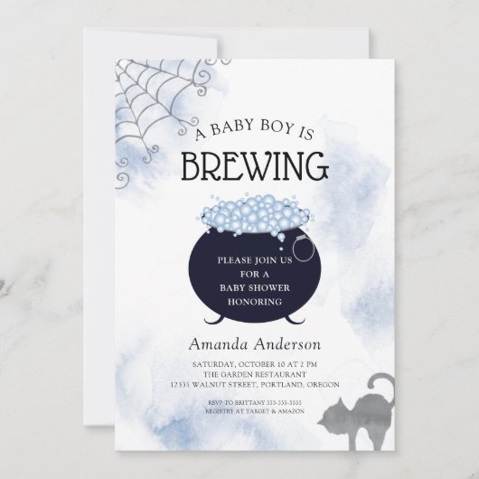 Ein Baby-Junge braut Halloween-Kinderdusche Einladung (Vorderseite)