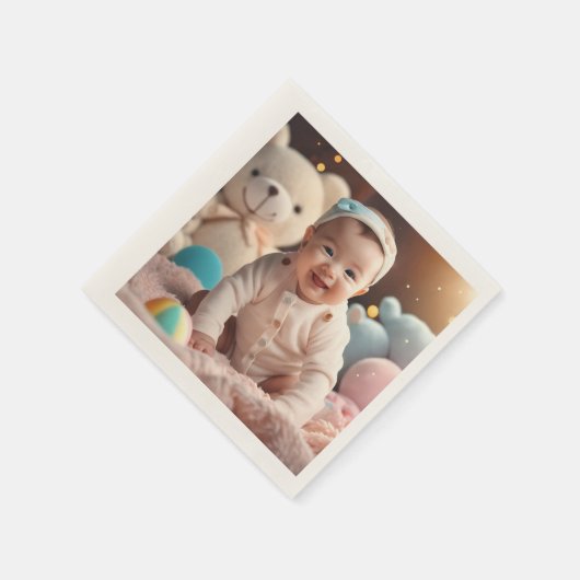 Ein Baby lächelt Serviette (Ecke)