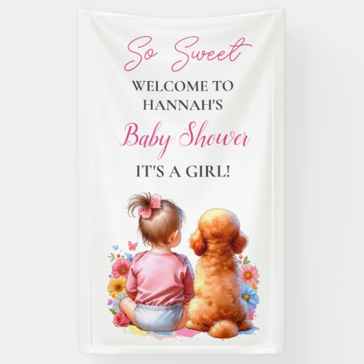 Ein Baby Mädchen und ihre Dog Baby Dusche Personal Banner (Vertikal)