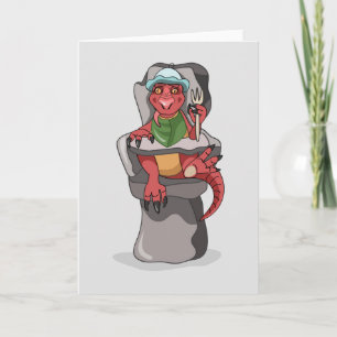 Ein Baby Tyrannosaurus Rex sitzt in einem hohen St Karte