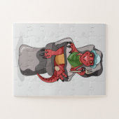 Ein Baby Tyrannosaurus Rex sitzt in einem hohen St Puzzle (Horizontal)