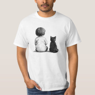 ein Baby und eine Katze zusammen sitzen T-Shirt
