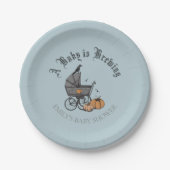 Ein Baby wird Baby Dusche Blue Paper Plate brauen Pappteller (Vorderseite)