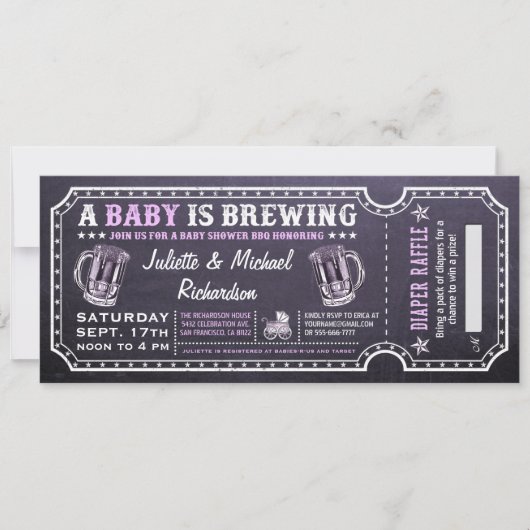 Ein Baby wird Baby Shower Ticket Einladungen (Vorderseite)