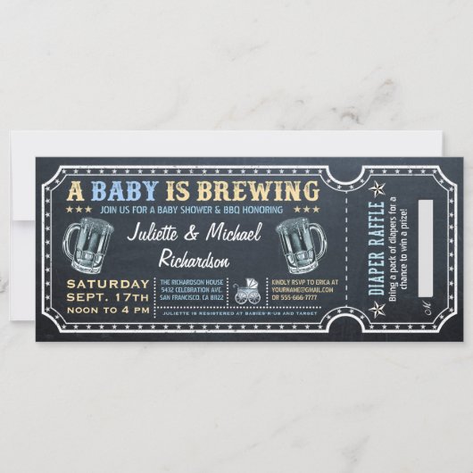 Ein Baby wird Baby Shower Ticket Einladungen (Vorderseite)