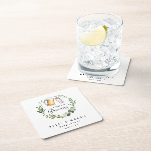 Ein Baby wird Babydusche brauen Rechteckiger Pappuntersetzer (Vor Ort)