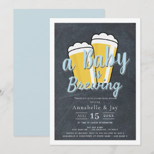 Ein Baby wird Bier Co-ed Blue Baby Dusche brauen Einladung