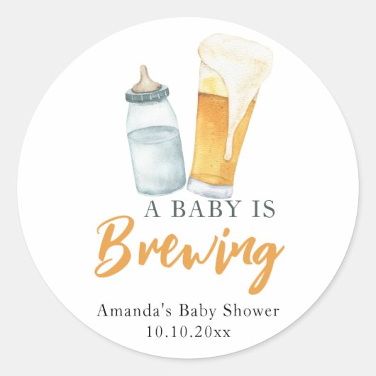 Ein Baby wird Bottle Beer Baby Dusche Runder Aufkleber (Vorderseite)