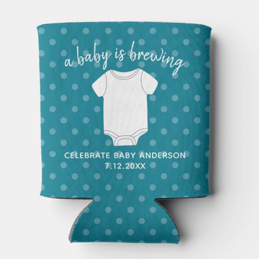 Ein Baby wird brauen - Paare Dusche Gefallen Blue  Dosenkühler (Rückseite)