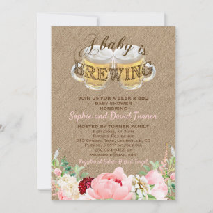 Ein Baby wird Burlap GRILLEN Baby Shower Brechen Einladung