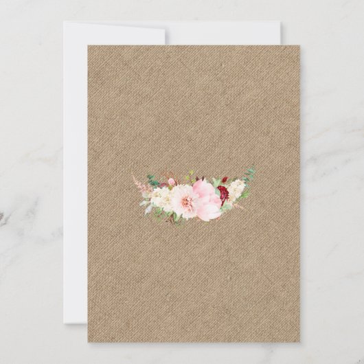 Ein Baby wird Burlap GRILLEN Baby Shower Brechen Einladung (Rückseite)