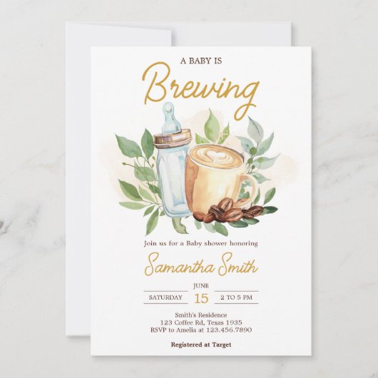 Ein Baby wird Coffee Baby Dusche einladen Einladung (Vorderseite)