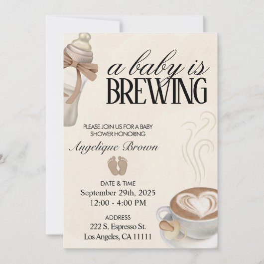 Ein Baby wird Coffee Baby Dusche Theme Evite Einladung (Vorderseite)