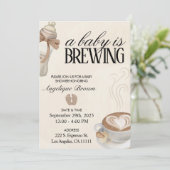 Ein Baby wird Coffee Baby Dusche Theme Evite Einladung (Stehend Vorderseite)