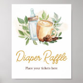 Ein Baby wird Coffee Baby Dusche Windel Raffle Poster (Vorne)