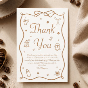 Ein Baby wird Coffee Baby Dusche zubereiten Dankeskarte