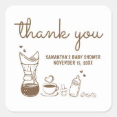 Ein Baby wird Coffee Baby Dusche zubereiten Quadratischer Aufkleber (Vorderseite)