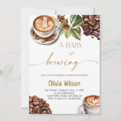 Ein Baby wird Coffee Baby Shower Party Einladung (Vorderseite)