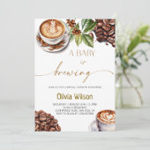 Ein Baby wird Coffee Baby Shower Party Einladung (Stehend Vorderseite)